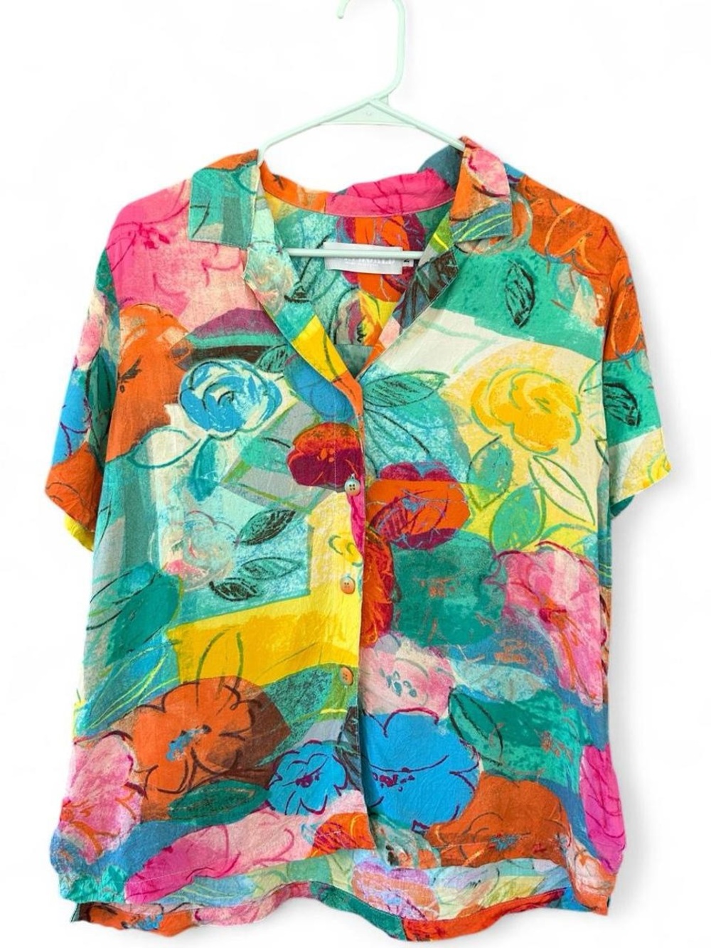 Jams World Women’s Multicolor Short Sleeve Button Up Shirt Size Medium